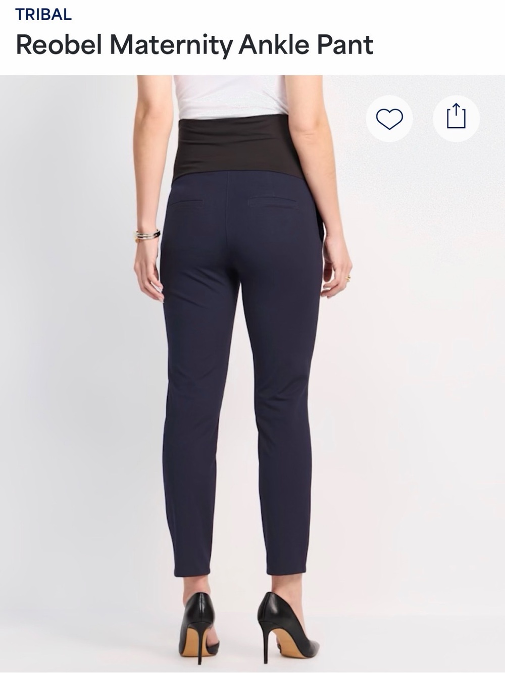 Tribal Navy Ankle Pants with Black Waist Panel - Picture 2 of 7